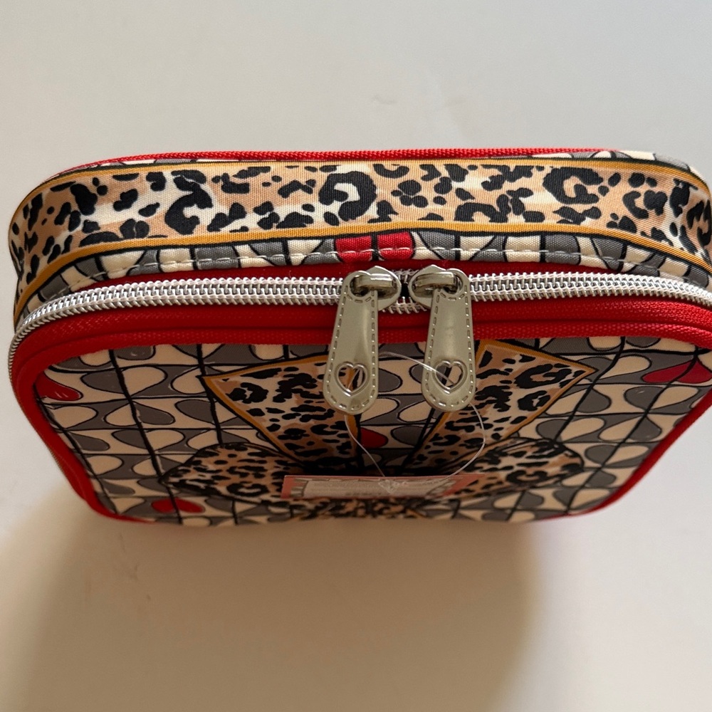Brighton Red, Black & Cream Leopard Bow jewelry or Cosmetic Case, NWT - Picture 7 of 8